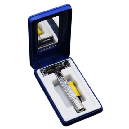 Folding Double Edge Safety Razor for Men with 10 Stainless Steel Blades