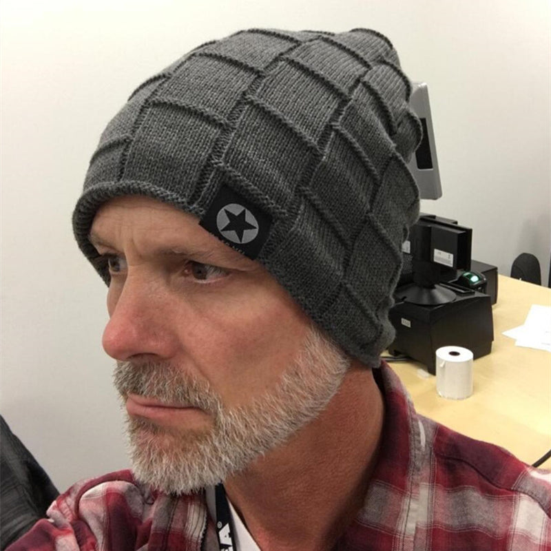 Knit Wool Warm Winter Hat, New Unisex Fleece Lined Beanie Hat, Thick Soft Stretch Hat for Men and Women