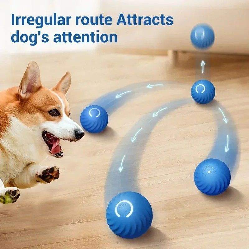 Smart USB Rechargeable Dog Toy Ball  Automatic Rolling  Bouncing Motion  Interactive Chew Toy For A