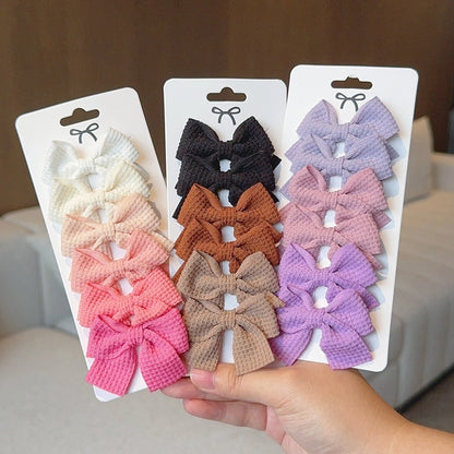 Sweet Plaid Soft Cotton Bow Hairpin, Kawaii Color Block Barrettes for Children