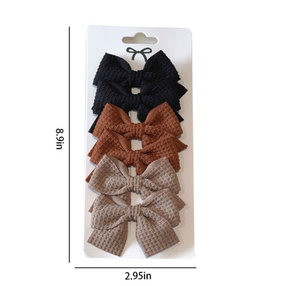Sweet Plaid Soft Cotton Bow Hairpin Kawaii Color Block Barrettes For Children 1