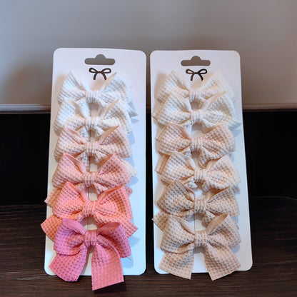 Sweet Plaid Soft Cotton Bow Hairpin Kawaii Color Block Barrettes For Children 4