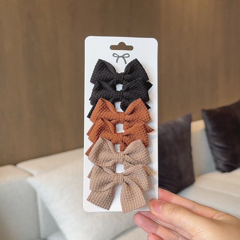 Sweet Plaid Soft Cotton Bow Hairpin Kawaii Color Block Barrettes For Children 7
