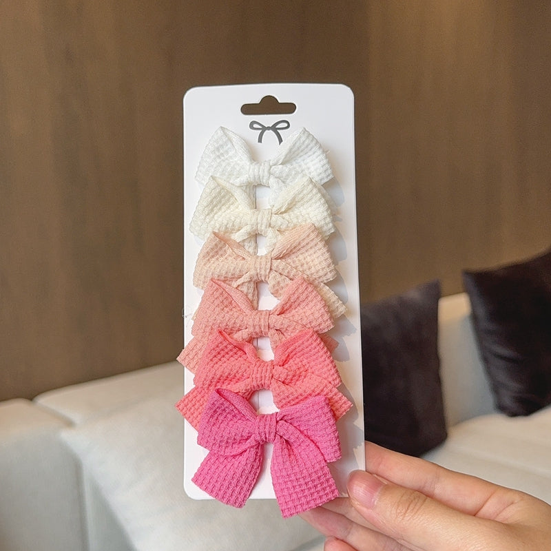Sweet Plaid Soft Cotton Bow Hairpin Kawaii Color Block Barrettes For Children 8