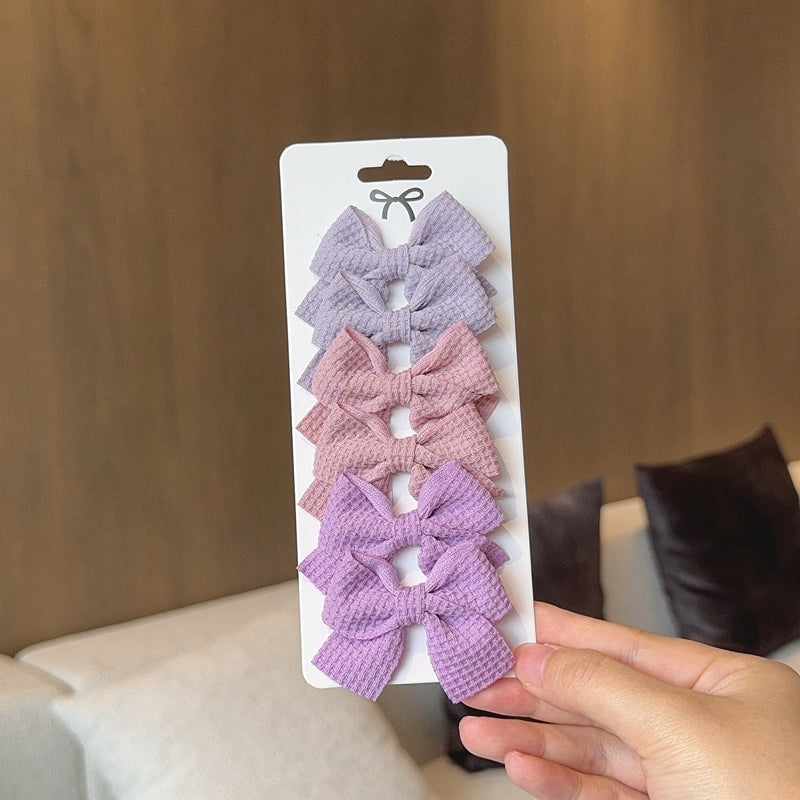 Sweet Plaid Soft Cotton Bow Hairpin Kawaii Color Block Barrettes For Children 10