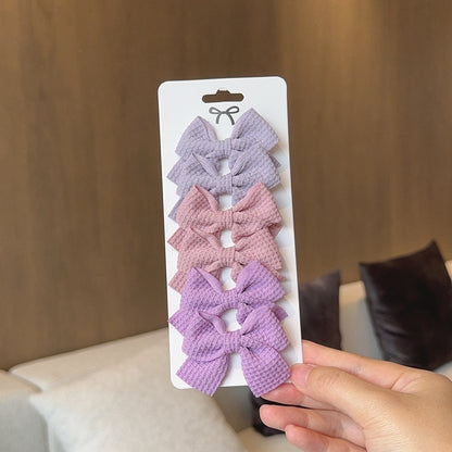 Sweet Plaid Soft Cotton Bow Hairpin Kawaii Color Block Barrettes For Children 10