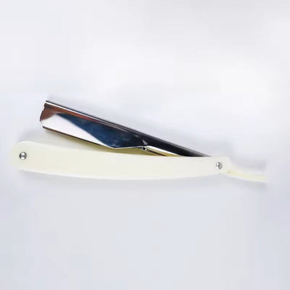 Stainless Steel Straight Razor for Men with Safety Beard Shaver and 10-Pack Blades