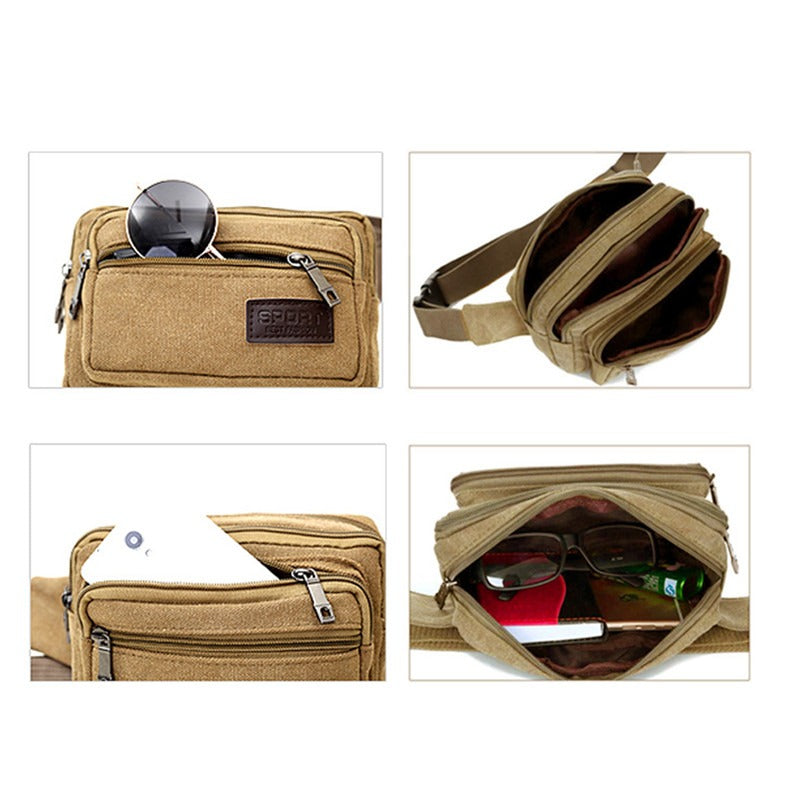 Outdoor Sports Waist Bag, Durable Multifunctional Canvas Waist Pack, High-Capacity Phone Purse