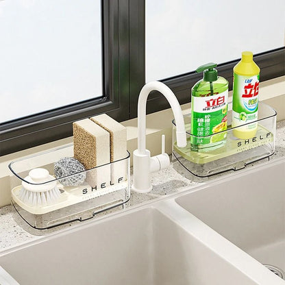 Kitchen Sink Sponge Rack With Drainage Shelf And Dish Towel Holder 2