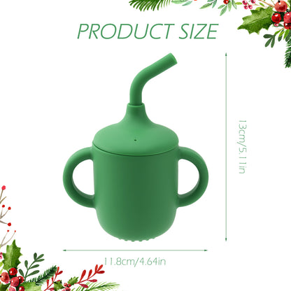 Infant Silicone Learning Cup Double Handle Baby Feeding Straw Color Kids BPA Free Training Drinking 3