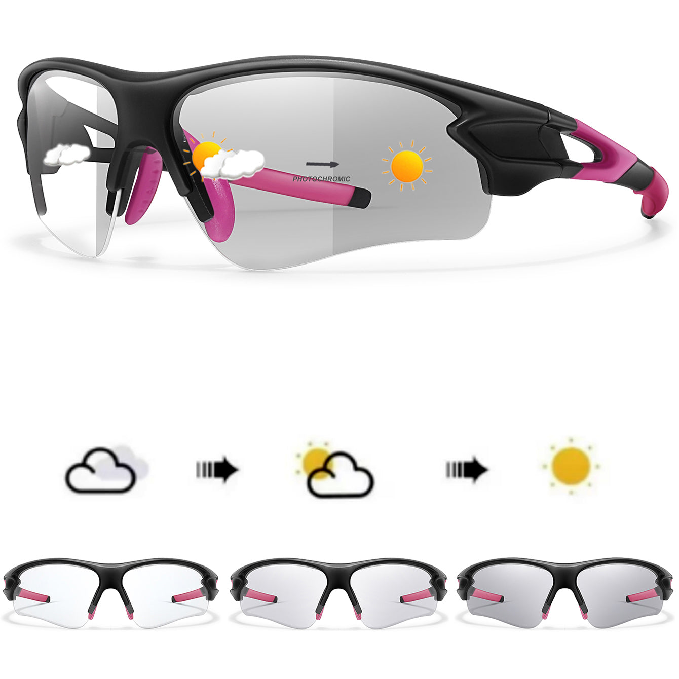 Fashion Photo chromatic Sunglasses for Men and Women, Outdoor Sports Eye wear, Cycling, Running, and Fishing Goggles