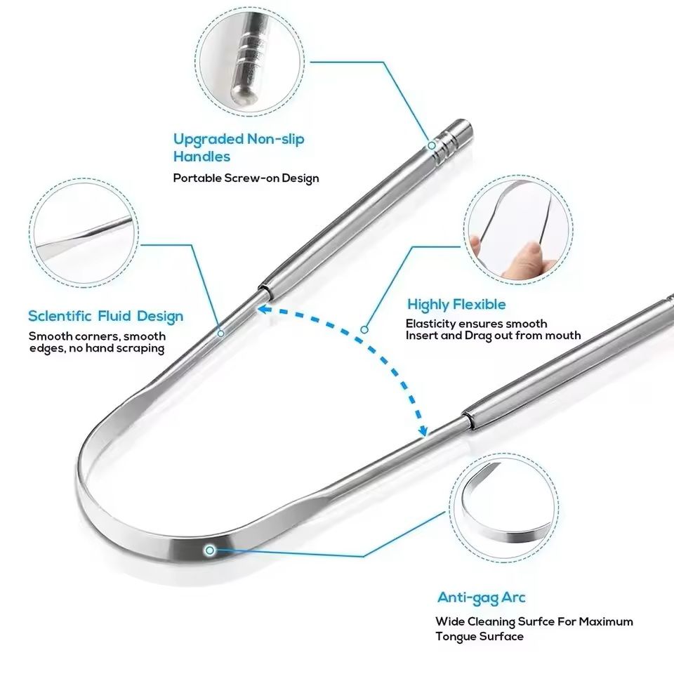 Stainless Steel Tongue Scraper  Cleaner For Adults  Kids 1Pack Or 3Pack 8