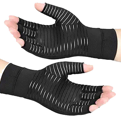 Arthritis Gloves for Men and Women, Copper Infused Compression Gloves, Fingerless Carpal Tunnel Hand Support Brace