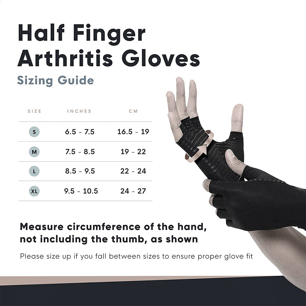 Arthritis Gloves for Men and Women, Copper Infused Compression Gloves, Fingerless Carpal Tunnel Hand Support Brace