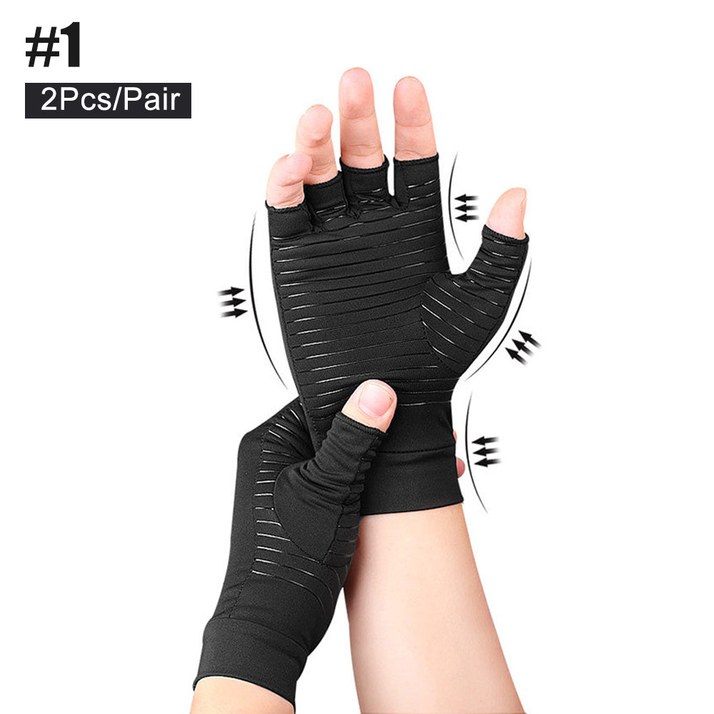 Arthritis Gloves for Men and Women, Copper Infused Compression Gloves, Fingerless Carpal Tunnel Hand Support Brace
