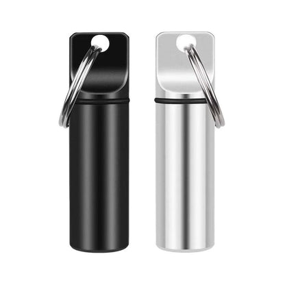 Aluminum Waterproof Pill Box Case with Keychain Storage for Vitamins and Daily Medication