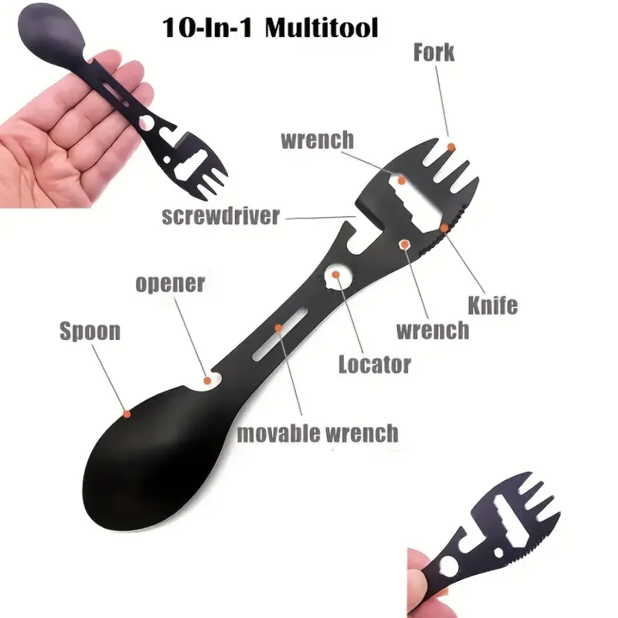 Fork Spoon Bottle Opener For Survival Gear Outdoor Fork Spoon Versatile Utensil Outdoor Camping Too 4