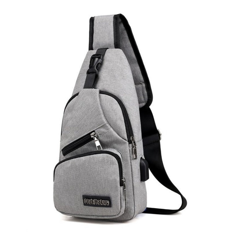 USB Smart Chest Bag, Crossbody Backpack, Men's Single Shoulder Bag, Canvas Waist Pack