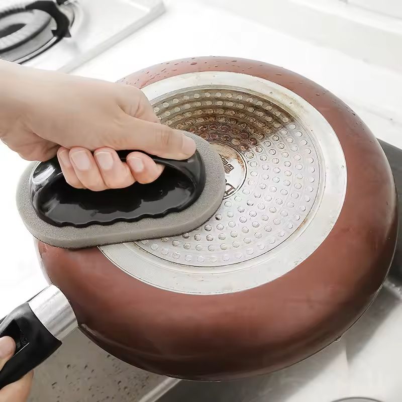 HeavyDuty Magic Emery Sponge Brush With Handle For Kitchen  Bath Cleaning 4