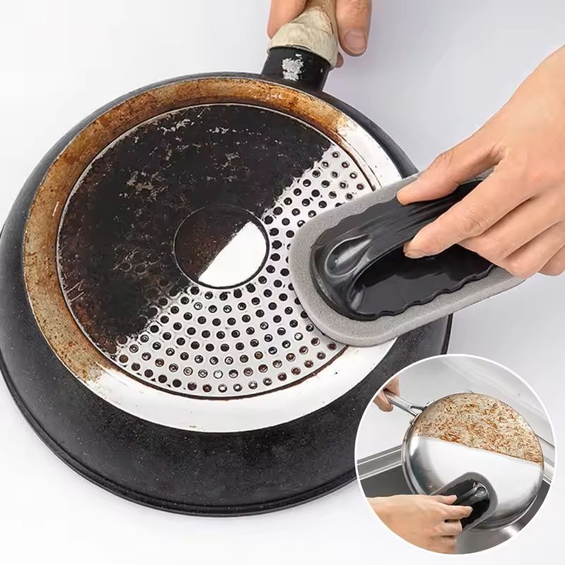 HeavyDuty Magic Emery Sponge Brush With Handle For Kitchen  Bath Cleaning 5