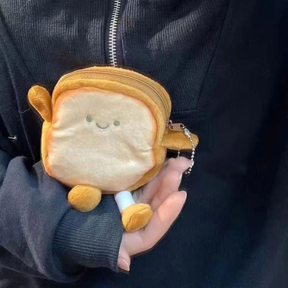 Cartoon Toast Plush Coin Purse and Key Pouch