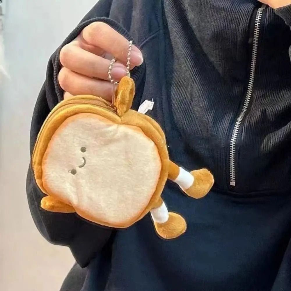 Cartoon Toast Plush Coin Purse And Key Pouch 4