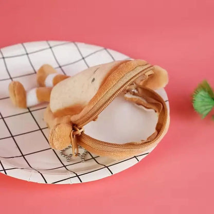 Cartoon Toast Plush Coin Purse And Key Pouch 5