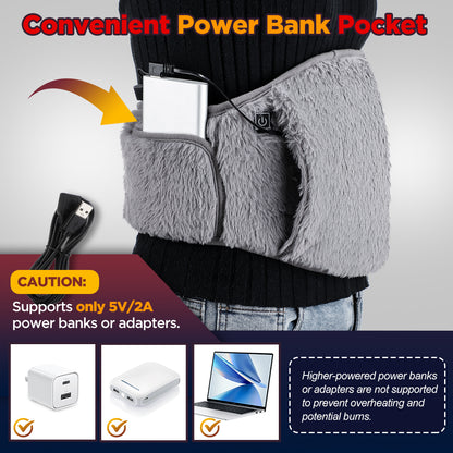 Electric Heating Pad for Abdominal, Menstrual Pain Relief Heated Therapy Belt, Cold-Proof Hand Warmer