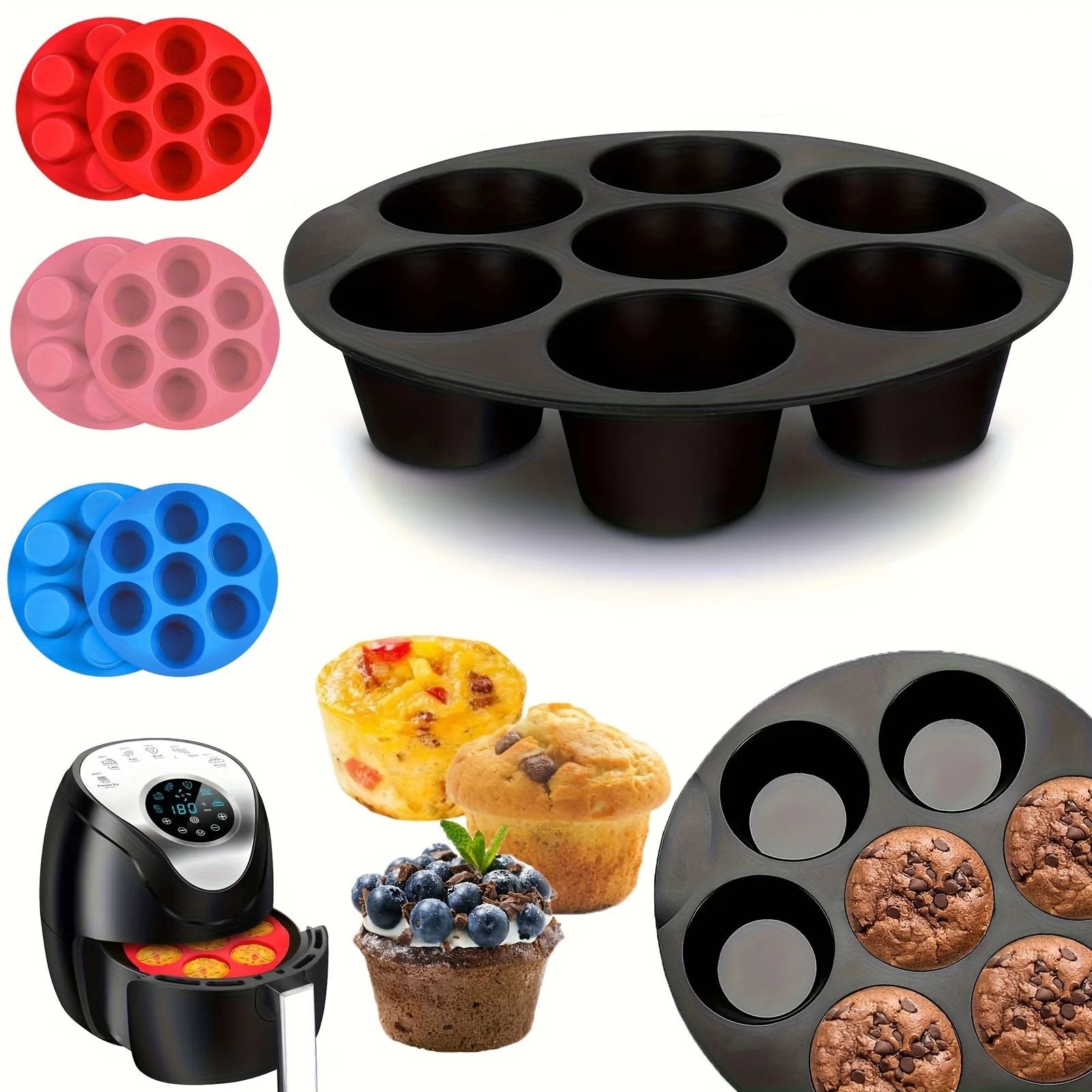 Silicone Egg Bite Mold For Air Fryer 7 Cup Non Stick Muffin And Snack Tray 1
