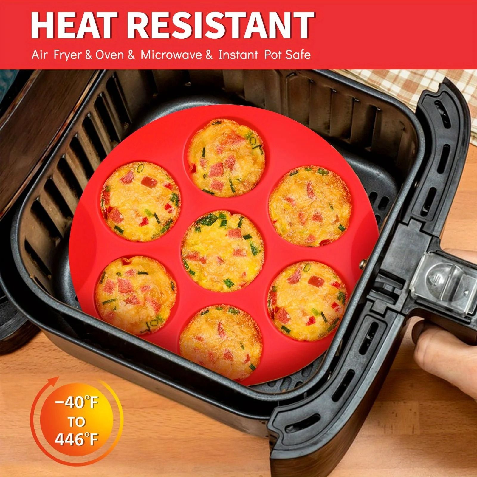 Silicone Egg Bite Mold For Air Fryer 7 Cup Non Stick Muffin And Snack Tray 3