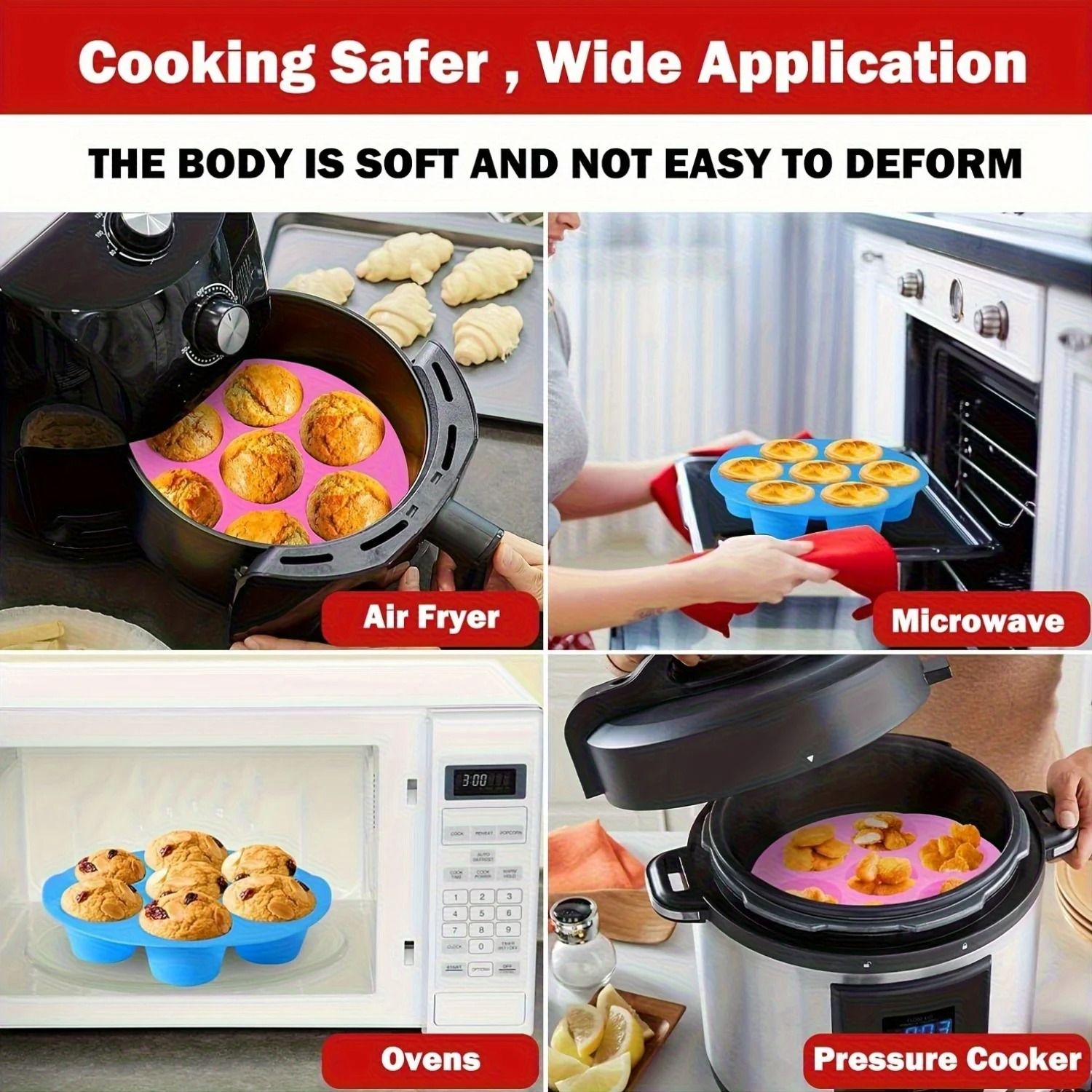 Silicone Egg Bite Mold For Air Fryer 7 Cup Non Stick Muffin And Snack Tray 5