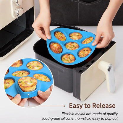 Silicone Egg Bite Mold For Air Fryer 7 Cup Non Stick Muffin And Snack Tray 6