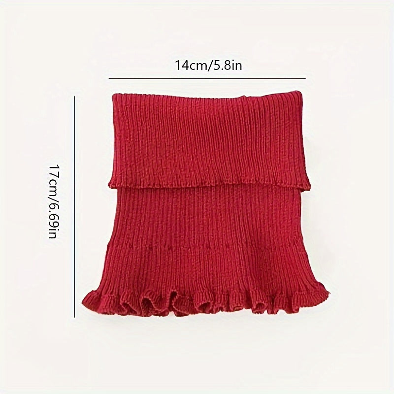 Fashionable Black And White Knitted False Neck Scarf Soft Thick Warm Ruffle Edge For Women 1