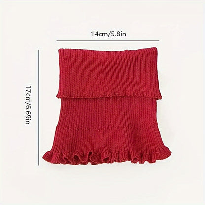 Fashionable Black And White Knitted False Neck Scarf Soft Thick Warm Ruffle Edge For Women 1