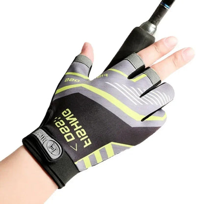 Summer Fishing Road Sub Sunscreen and Anti Slip Ice Silk Breathable Thin Three Finger Gloves, High Quality Fishing