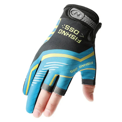 Summer Fishing Road Sub Sunscreen and Anti Slip Ice Silk Breathable Thin Three Finger Gloves, High Quality Fishing