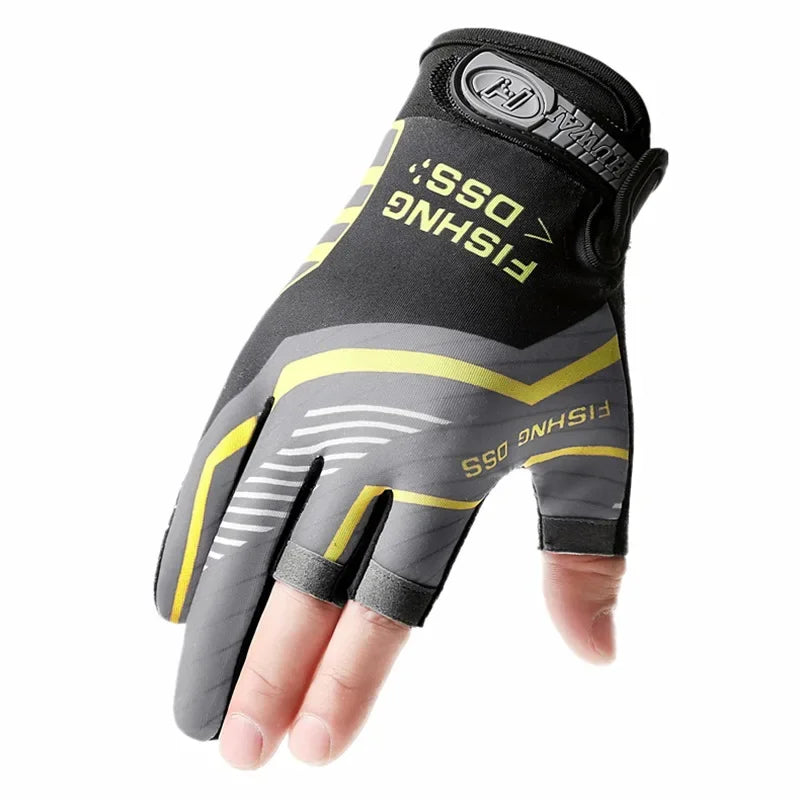 Summer Fishing Road Sub Sunscreen and Anti Slip Ice Silk Breathable Thin Three Finger Gloves, High Quality Fishing