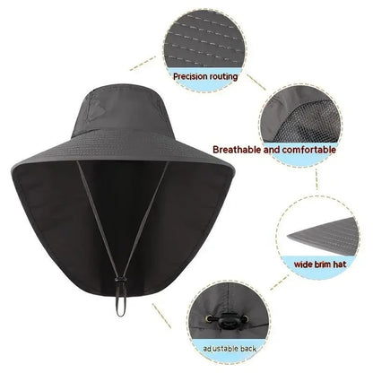 Outdoor Hat with Flap, Wide Brim Baseball Hats for Women and Men, Sun Defender Cooling Neck Guard Safari Cap for Hiking