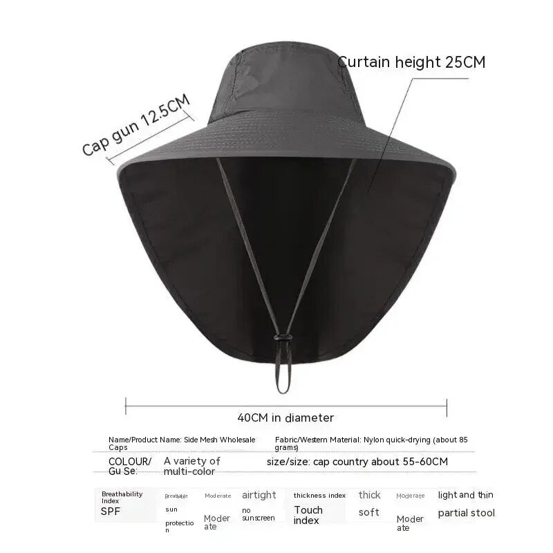 Outdoor Hat with Flap, Wide Brim Baseball Hats for Women and Men, Sun Defender Cooling Neck Guard Safari Cap for Hiking