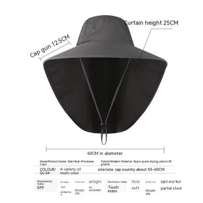 Outdoor Hat with Flap, Wide Brim Baseball Hats for Women and Men, Sun Defender Cooling Neck Guard Safari Cap for Hiking