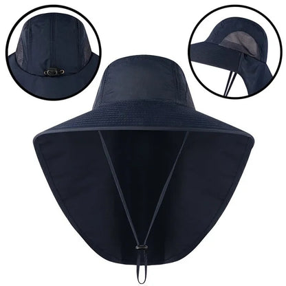 Outdoor Hat with Flap, Wide Brim Baseball Hats for Women and Men, Sun Defender Cooling Neck Guard Safari Cap for Hiking
