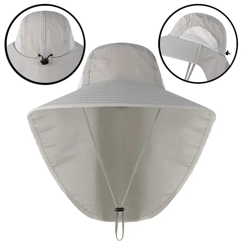 Outdoor Hat with Flap, Wide Brim Baseball Hats for Women and Men, Sun Defender Cooling Neck Guard Safari Cap for Hiking