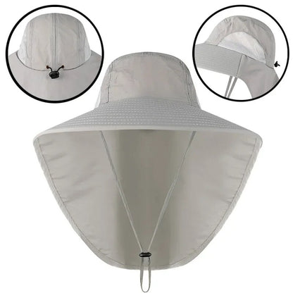 Outdoor Hat with Flap, Wide Brim Baseball Hats for Women and Men, Sun Defender Cooling Neck Guard Safari Cap for Hiking