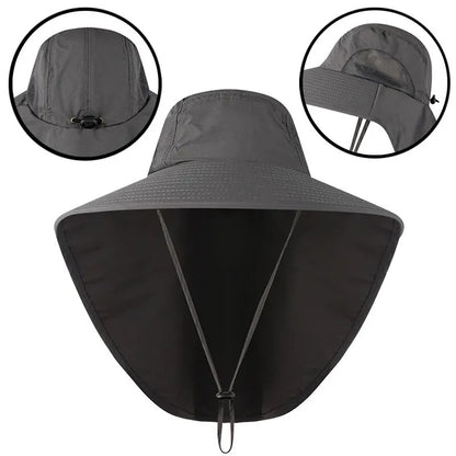 Outdoor Hat with Flap, Wide Brim Baseball Hats for Women and Men, Sun Defender Cooling Neck Guard Safari Cap for Hiking