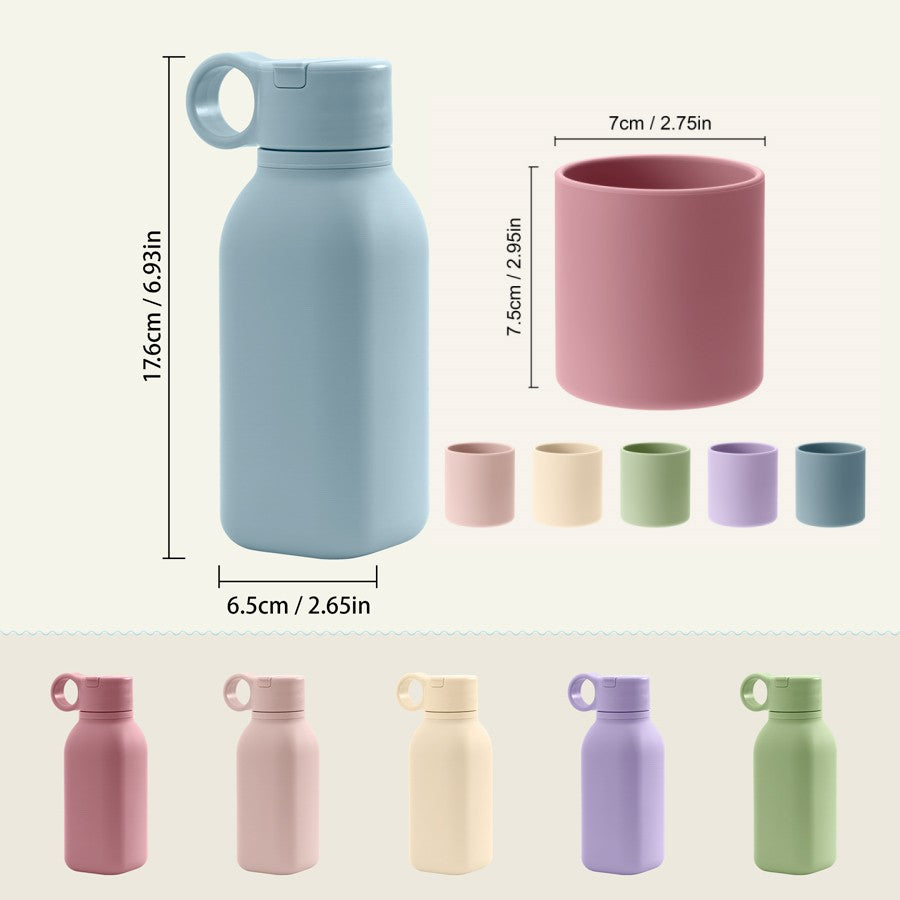 Portable Baby Tableware Silicone Sports Cup Leakproof Sippy Cups With Kids Flip Lid 5