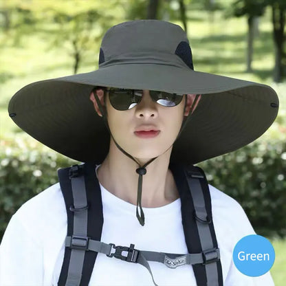 Mesh Fisherman Hat Hiking Outdoor Beach Cap, Summer Large Sun Hat Men Women, Breathable Fishing Caps Sun UV Protection