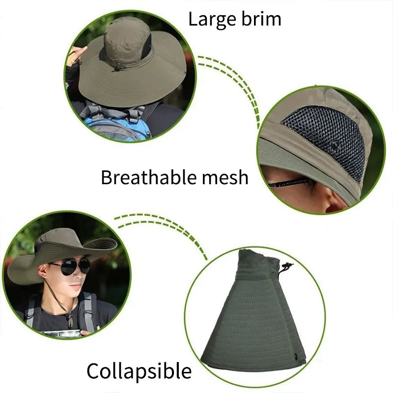 Mesh Fisherman Hat Hiking Outdoor Beach Cap Summer Large Sun Hat Men Women Breathable Fishing Caps  5