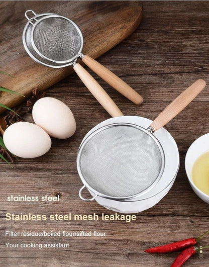 Premium 304 Stainless Steel Mesh Filter Spoon With Wooden Handle  MultiUse Kitchen  Frying Oil Skim