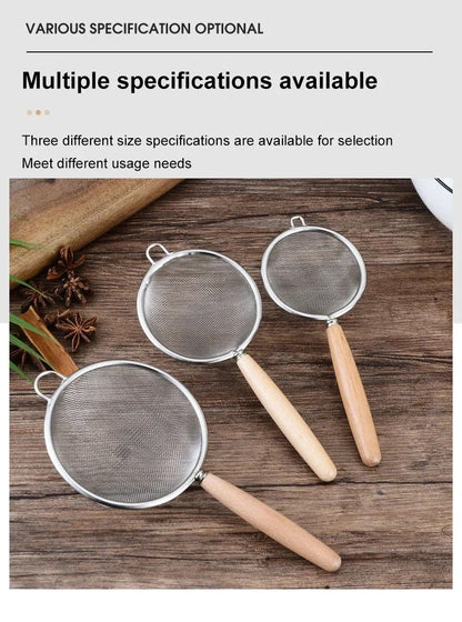 Premium 304 Stainless Steel Mesh Filter Spoon With Wooden Handle  MultiUse Kitchen  Frying Oil Skim