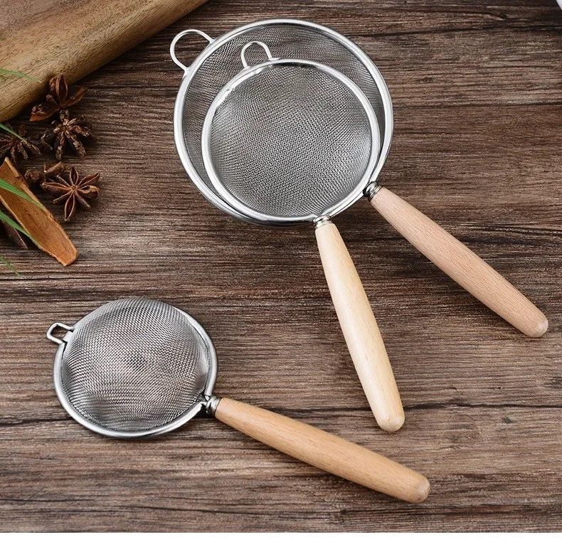 Premium 304 Stainless Steel Mesh Filter Spoon With Wooden Handle  MultiUse Kitchen  Frying Oil Skim